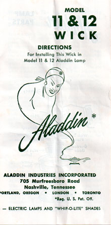 Aladdin model 11 wick instructions cover
