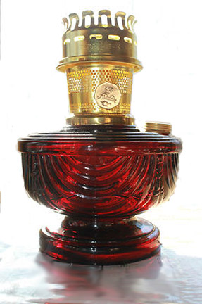 Aladdin model 23 red pedestal lamp