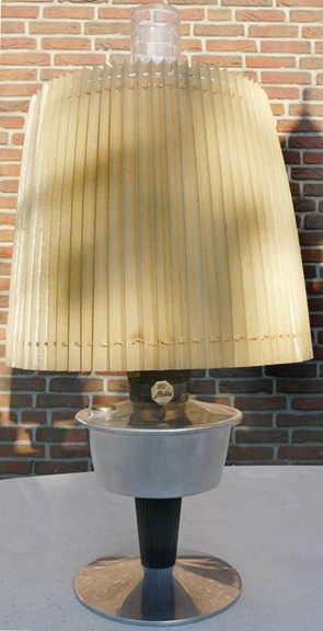 Aladdin model 23 UK aluminum table lamp with paper shade