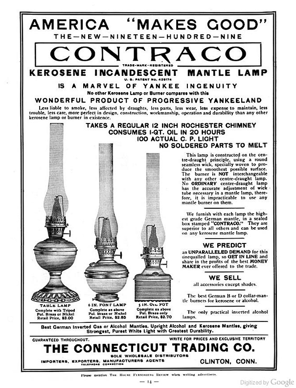 CONTRACO ad for P&A lamps