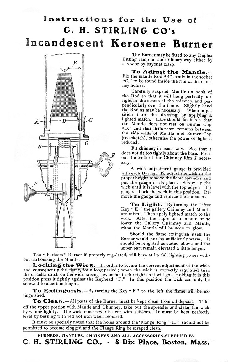 Stirling burner instruction sheet